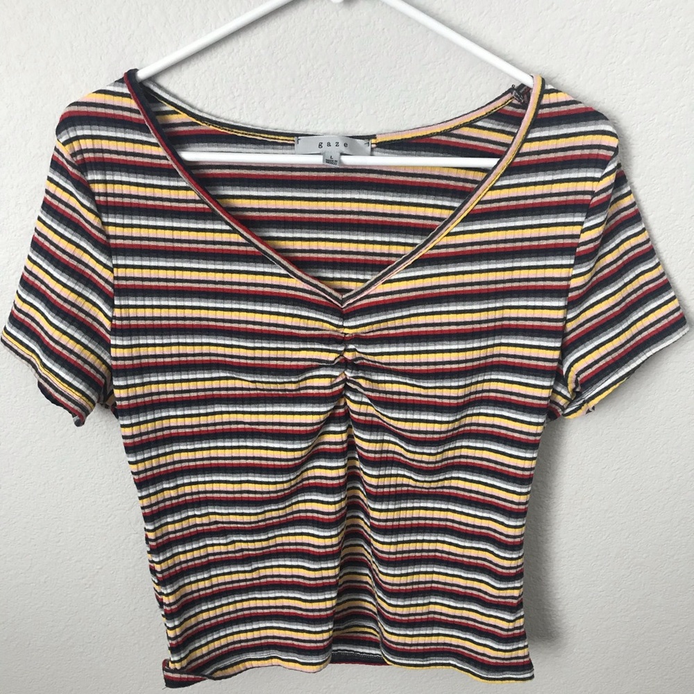 Urban Outfitters 70s Striped Short Sleeve Top
